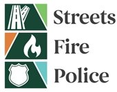 Graphic with streets, fire and police text