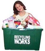 girl with recycling bin