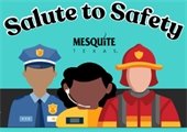 graphic featuring a police officer, firefighter and dispatch officer