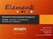 Presentation slide about Elements International Group LLC