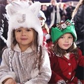 little girls at holiday tree lighting