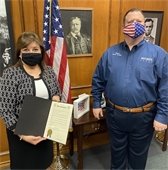 Rachel Lopez and Mayor Bruce Archer