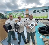 city staff collect old monitors, tvs and computers for recycling
