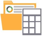 Graphic of folder and calculator