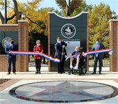 ribbon is cut at the Mesquite Veterans Memorial