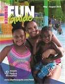 Summer Fun Guide cover with mother and her two kids at City pool