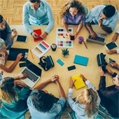 Diverse group working together