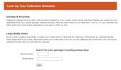 screen shot of collection schedule page
