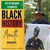 Black History Month graphic featuring a Buffalo Soldier reenactor