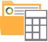 budget calculator and file graphic