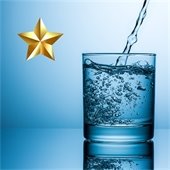 water glass with gold star