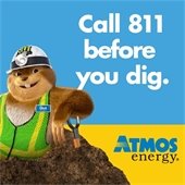 graphic of a gopher leaning on words "Call 811 before you dig."