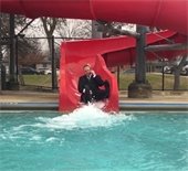 Assistant City Manager Ted Chinn does the 2019 Polar Plunge