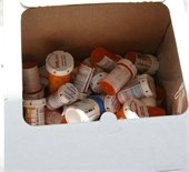 Old pill bottles collected at Drug Take Back Day