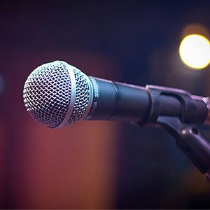 A microphone on a stand