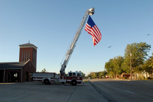 Ladder Truck with American Flag